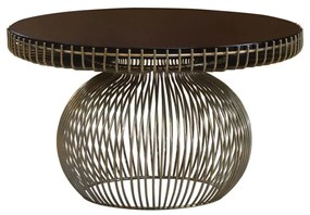 Mesa de Apoio Carinna Redonda Tampo Vidro Pintado Base Aço Carbono Pintado