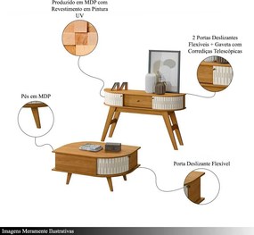 Conjunto Aparador e Mesa de Centro Marion/Lauro MDP 2 Portas Cinamomo/OffWhite G97 - Gran Belo