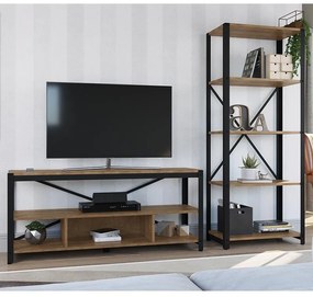 Conjunto Sala De Estar Rack E Estante Steel Light Industrial - Vermont