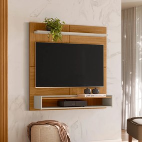 Painel Decorativo Castela MDP TV até 50 Polegadas com Prateleira Nature/Off White G77 - Gran Belo