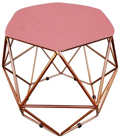 Puff Aramado Hexágono Decorativo Industrial Cobre com Suede D03 - D'Rossi - Rose