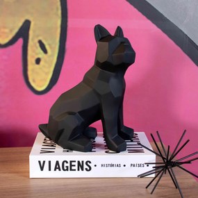Escultura Decorativa Cachorro Em Resina Preto 26x20cm - D'Rossi
