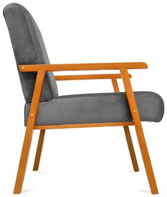 Poltrona Decorativa Alexa Braça de Madeira Suede Cinza - Sheep Estofados