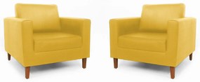Conjunto 2 Poltrona Decorativa Gabriela Suede Amarelo