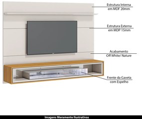 Home Suspenso Decorativo 218cm com Espelho Reyna Off White/Nature G29 - Gran Belo