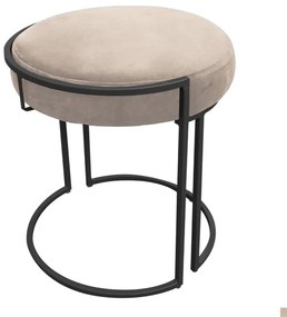 Puff Redondo Base Industrial Preto Kit 2 Love Suede D03 - D'Rossi - Bege