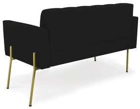 Sofá Namoradeira 2 Lugares Base Pé de Ferro Dourado Elisa Linho D03 - D'Rossi - A79 Preto