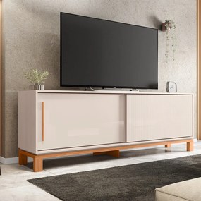 Rack Bancada Tv Para Sala de Estar 180cm Visari Off White/Freijó C01 - D'Rossi