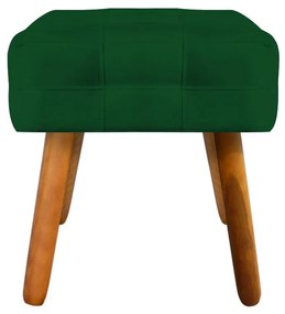 Puff Banqueta Decorativo Pé Palito de Madeira Kit 2 Elisa Suede Verde D03 - D'Rossi