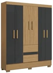 Guarda Roupa Casal 150cm 6 Portas Raely Atacama/Grafite A15 - Mpozenat