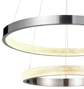 Pendente Oca Aros Duplo Ø60X4Cm / Ø40X4Cm Led 54W 3000K Bivolt | Bella... (NIckel)