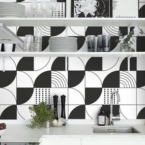 Papel de Parede Formas Geométricas Preta e Branca