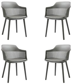 Kit 4 Cadeiras Decorativas Prescott Sala de Jantar PP/PU Cinza G56 - Gran Belo