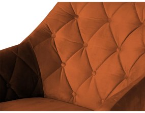 Poltrona Atena Decorativa Botonê Pés Palito Veludo Telha