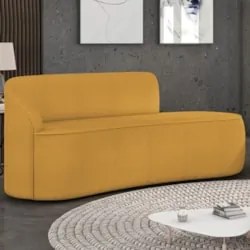 Sofá 2 Lugares Para Sala 140cm Orgânico Wendi Boucle Mostarda I01  - M