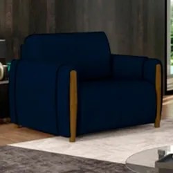 Poltrona Decorativa para Sala de Estar 98cm Amaranto Z32 Veludo Azul M