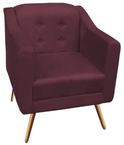 Kit Sofá Namoradeira + Poltrona Bruna Suede Bordô Pé Palito