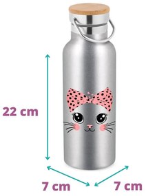 Garrafa Térmica 500 ml Gata Gatinha Miau Tamapa Bambu - Cromado