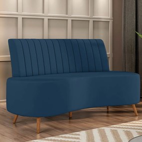 Sofá 2 Lugares Living 160cm Pé Palito Maraú Veludo K01 - D'Rossi - Azul Marinho