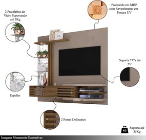 Bancada Suspensa Minum MDP Pintura UV até 55 Fendi/Naturale G97 - Gran Belo