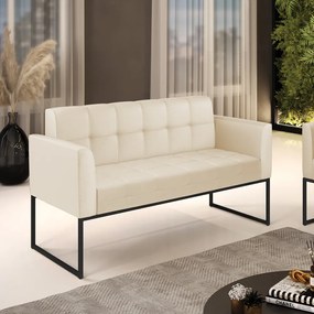 Sofá Namoradeira Elisa Corino Base Metálica Industrial Preto D03 - D'Rossi  - Bege