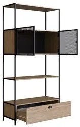 Estante Livreiro 2 Portas 1 Gaveta Estilo Industrial York Hanover/Pret