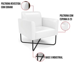 Poltrona Base X Industrial Preto Marisa Corano D03 - D'Rossi - Branco