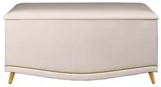 Calçadeira Baú Solteiro 90cm com Tachas Imperial J02 Veludo Bege - Mpo
