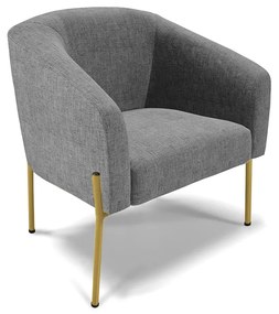 Poltrona Decorativa Pé de Ferro Dourado Stella Linho Grafite D03 - D'Rossi