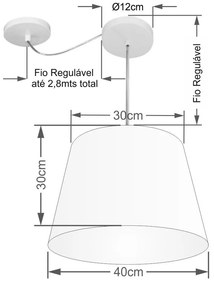 Lustre Pendente Cone Com Desvio Md-4280 Cúpula  30/30x40cm Preto - Bivolt