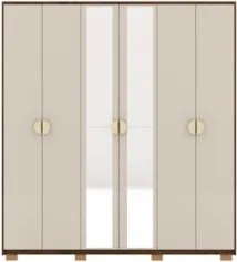 Guarda Roupa Casal 203cm Com Espelho Leo Imbuia/Fendi V02 - Mpozenato