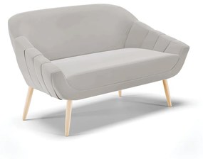 Namoradeira 02 Lugares Giovana Veludo Cinza Pés Palito Natural - D'Rossi