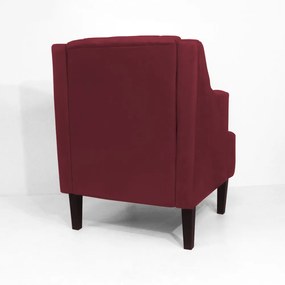 Poltrona Classic Suede Bordô Pés Palito Sala, Quarto, Decoração