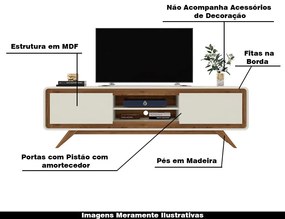 Rack Decorativo 2 Portas Pés de Madeira Maverick Nature/OffWhite G21 - Gran Belo