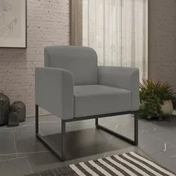 Kit Namoradeira e 2 Poltronas Decorativas Base Industrial Preta Maress