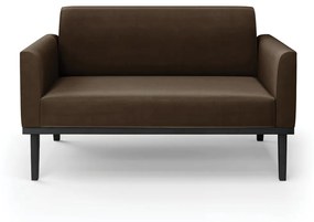 Sofá Namoradeira Base de Madeira Fixa Preto Marisa Suede  D03 - D'Rossi - Marrom