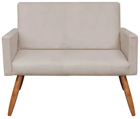 Kit 01 Namoradeira com 01 Poltrona Larissa Suede Pés Palito Castanho D'Rossi - Bege