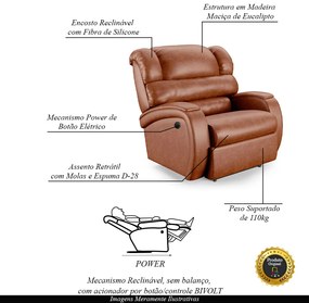 Poltrona do Papai Sala de Cinema Reclinável Kylie Power Elétrica PU Caramelo Brilho G23