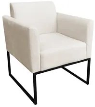 Poltrona Decorativa Base Industrial Preto Maressa S03 Suede Bege - Ibi