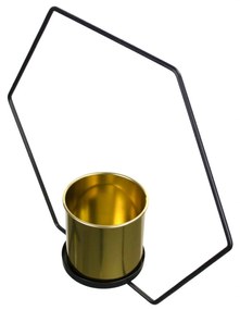 Vaso Decorativo Metal para Pendurar Dourado e Preto 29x33 cm - D'Rossi