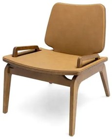 Poltrona Mirae Carvalho Amêndoa Tecido Corino Caramelo - 77238 Sun House