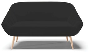 Kit 01 Namoradeira 02 Lugares e 02 Poltronas Giovana Veludo Pés Palito Natural - D'Rossi - Preto