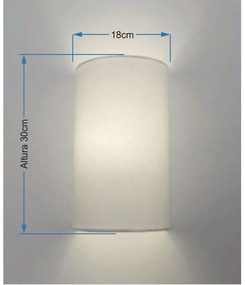 Arandela Meia Cana Md-2031 Cúpula em Tecido 30/18x16cm Branco - Bivolt