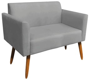 Poltrona Namoradeira Decorativa Isabella Pés Palito Madeira Suede Grafite G19 - Gran Belo