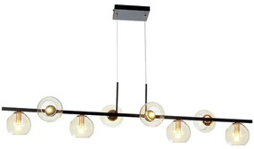 Pendente Retangular 120X27Cm Metal E Vidro 8 X G9 Globo Ø12Cm | Old Ar... (CAFÉ / COBRE BRILHO, FOSCO)