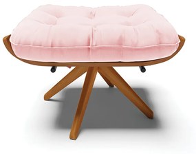 Puff Giratório Costela Suede Rosa Bebê Base de Madeira MA30 M11 - D'Rossi