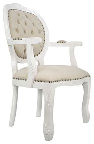 Poltrona Medalhão Entalhada com Tachas - Wood Prime 957257 Liso