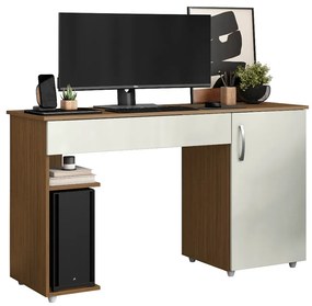 Escrivaninha Mesa Computador com Suporte Cpu 136cm Daurea Atacama/Off White A09 - D'Rossi