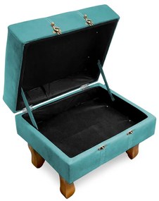 Puff Baú Decorativo Caribe 50x40cm Suede Turquesa - Sheep Estofados - Água