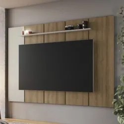 Painel TV 75 Pol Suspenso 200cm 1 Prateleira Miura Mel/Arenas A05 - Mp